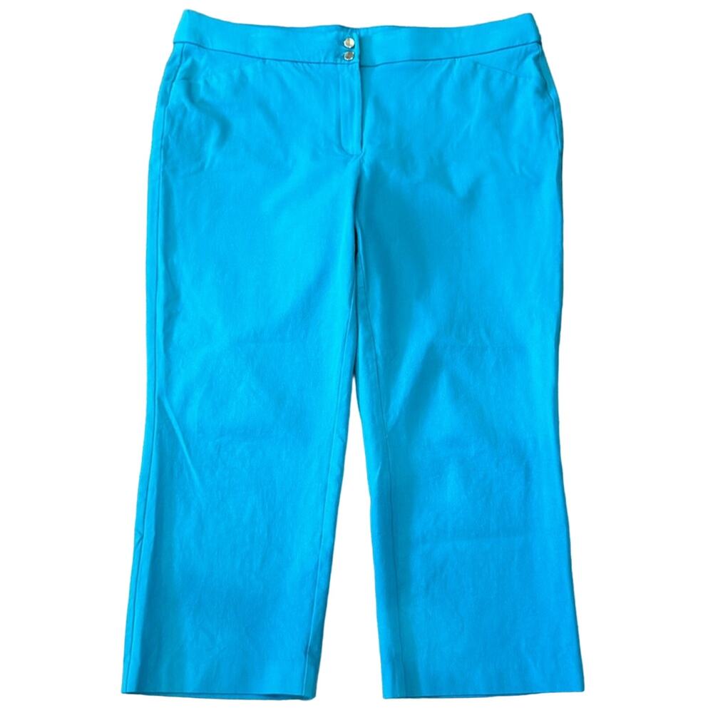 Chico's Women's Slim Leg Stretchy Cropped Pants Peacock Blue Size 14